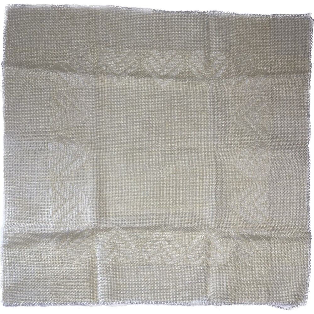 Vintage Counted Cross Stitch Fabric Heart Border 16" x 15" Ivory